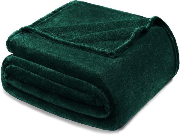 Soft Large Fleece Throw Blanket Forest Green