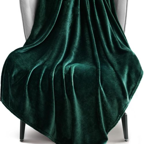 Soft Large Fleece Throw Blanket Forest Green