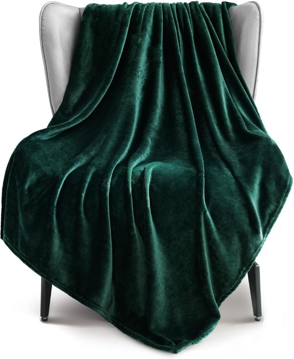 Soft Large Fleece Throw Blanket Forest Green