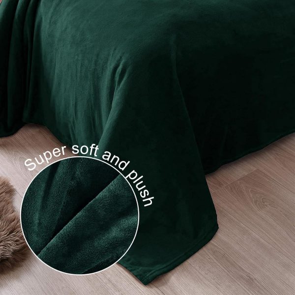 Soft Large Fleece Throw Blanket Forest Green