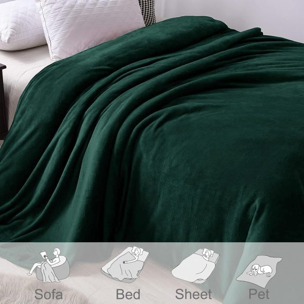 Soft Large Fleece Throw Blanket Forest Green