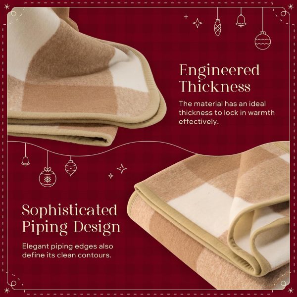 Christmas Faux Wool Throw Blanket Beige