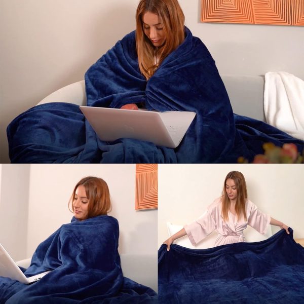 Fleece Throw Blanket Navy Blue