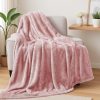 Fuzzy Fleece Throw Blanket Dusty Pink