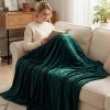 Soft Large Fleece Throw Blanket Forest Green