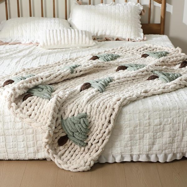 Christmas Tree Chunky Knit Throw Blanket