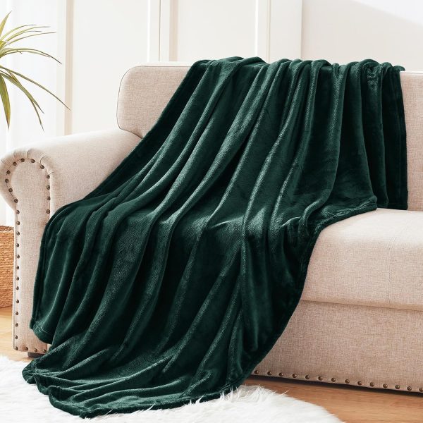 Soft Large Fleece Throw Blanket Forest Green