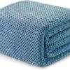 Large Waffle Fleece Throw Blanket Slate Blue