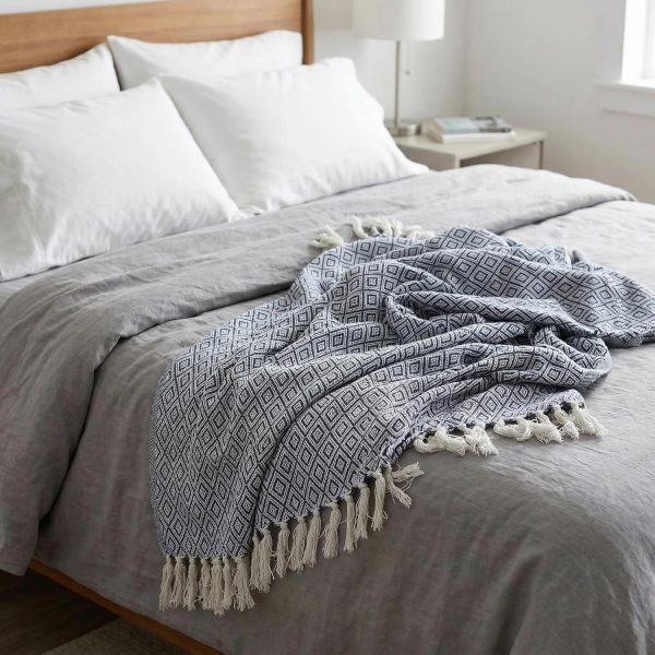 img-8bc53d582b03e7df3bdb Cotton Throw Blanket Navy Double Diamond