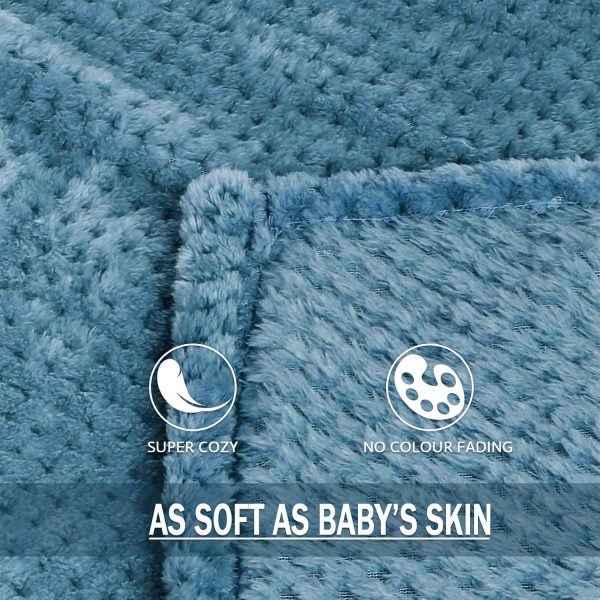 Large Waffle Fleece Throw Blanket Slate Blue