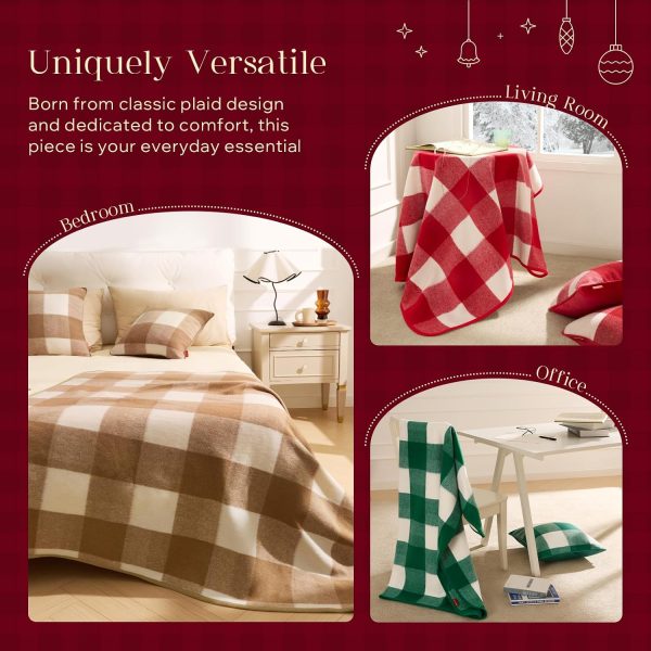 Christmas Faux Wool Throw Blanket Beige