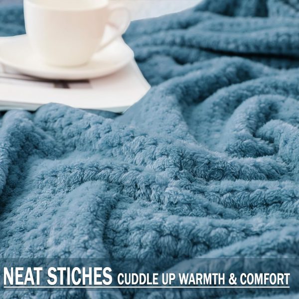 Large Waffle Fleece Throw Blanket Slate Blue