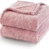 Fuzzy Fleece Throw Blanket Dusty Pink