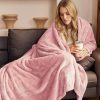 Fuzzy Fleece Throw Blanket Dusty Pink