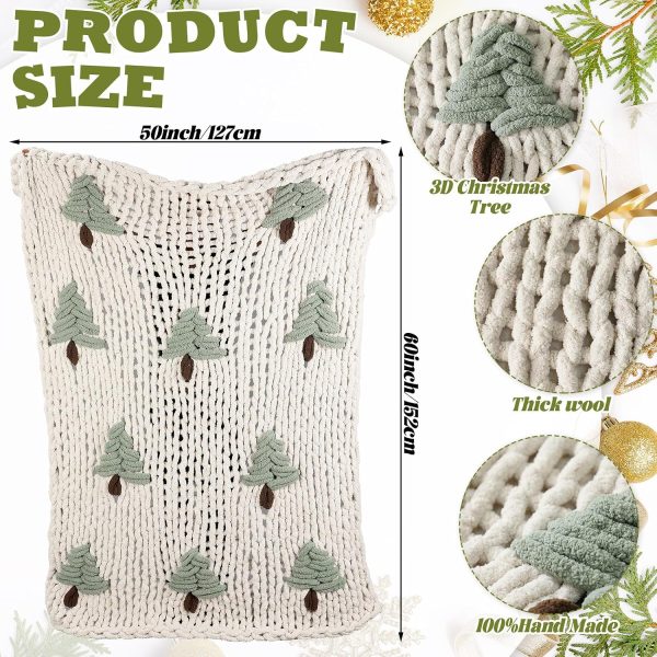 Christmas Tree Chunky Knit Throw Blanket