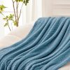 Large Waffle Fleece Throw Blanket Slate Blue