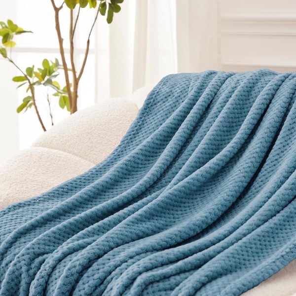 Large Waffle Fleece Throw Blanket Slate Blue