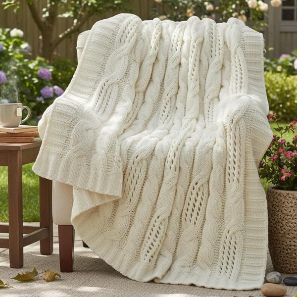 Chunky Knit Chenille Throw Blanket