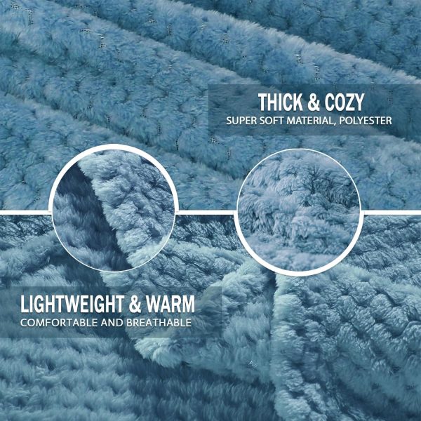 Large Waffle Fleece Throw Blanket Slate Blue