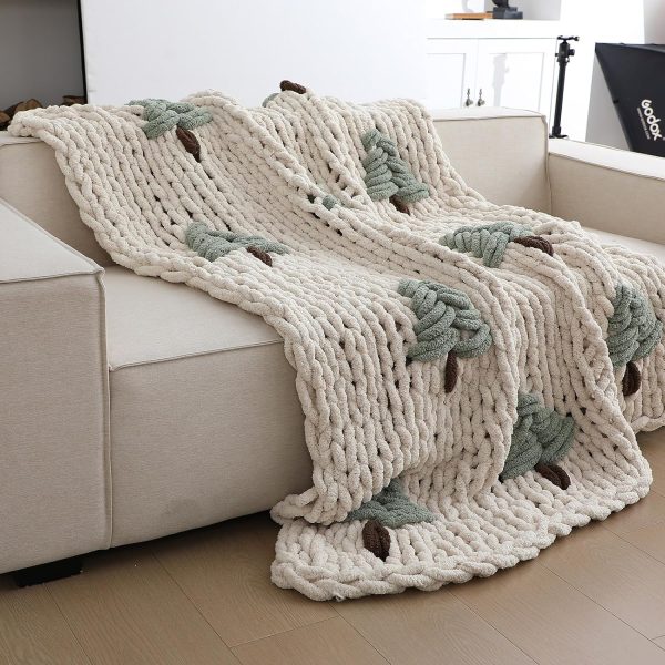 Christmas Tree Chunky Knit Throw Blanket
