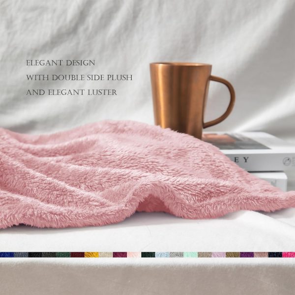 Fuzzy Fleece Throw Blanket Dusty Pink