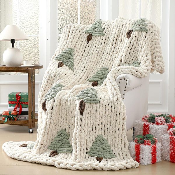Christmas Tree Chunky Knit Throw Blanket