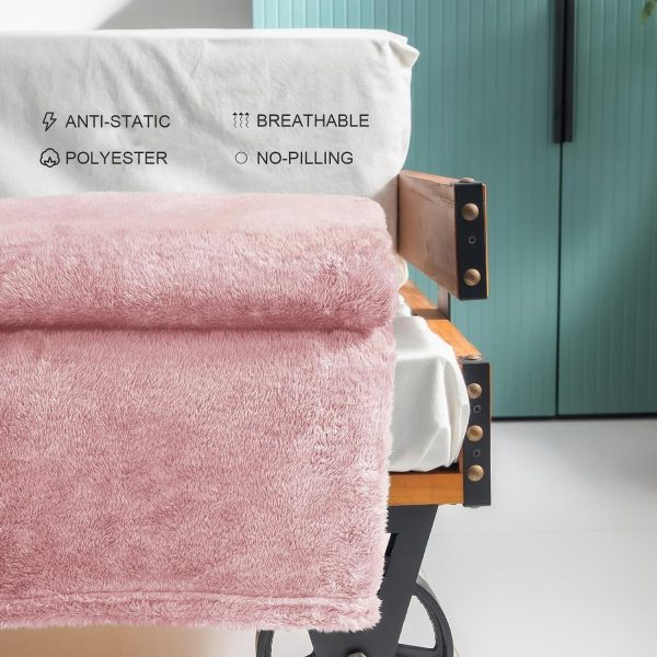 Fuzzy Fleece Throw Blanket Dusty Pink