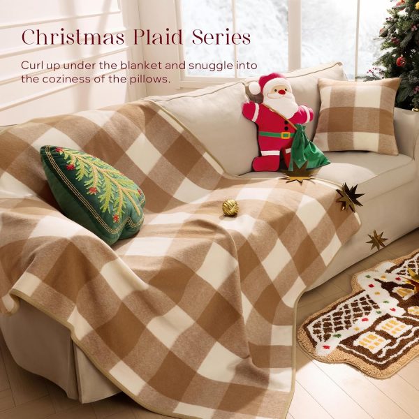 Christmas Faux Wool Throw Blanket Beige