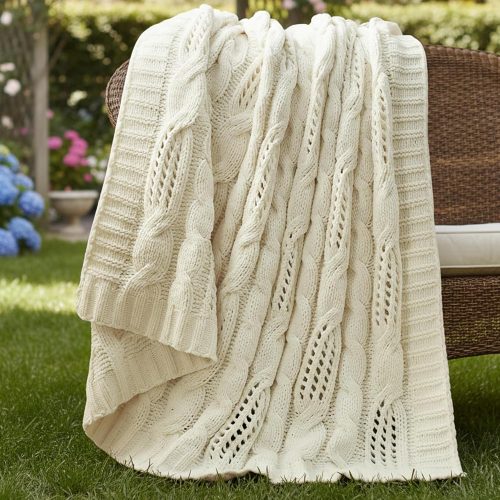 img-e5655b541713baa59bcb Chunky Knit Chenille Throw Blanket