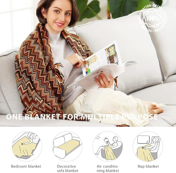 img-eef04f26baf47b5dd21f Knitted Throw Blanket with Tassels